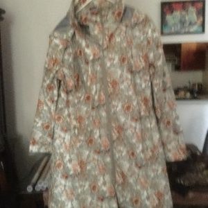 Flower print raincoat vinyl size M/L with the hood